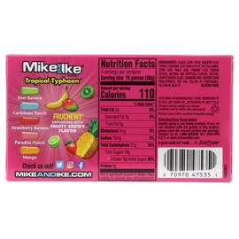 Mike and Ike Tropical Typhoon Theater Boxes, Assorted Fruit Chews Candy, Movie Night Treats, 4.25 Ounces (Pack of 3)