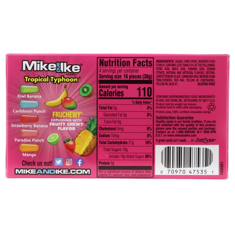 Mike and Ike Tropical Typhoon Theater Boxes, Assorted Fruit Chews