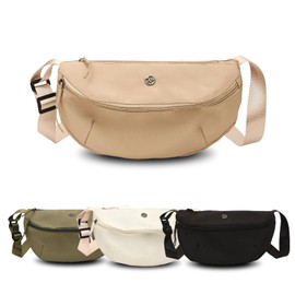 Sahunfri Bumbags for Ladies, Fanny Pack for Women Men with 2-Zipper Pockets, Waist Bum Bag Adjustable Belt Large Capacity, Lightweight Waterproof Waist Pack Suitable for Daily Use (Khaki)