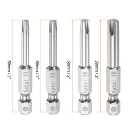 sourcing map Y4-Y8 Tri-Point Screwdriver Bit Set 1/4" Hex Shank 2" Length Magnetic Y Type Screw Driver Power Tool