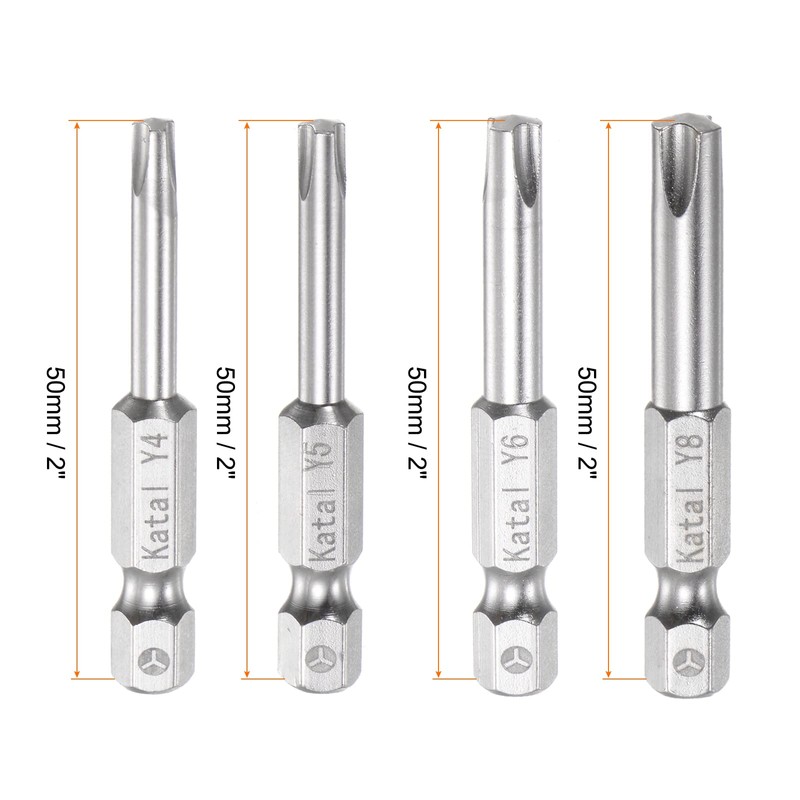 sourcing map Y4-Y8 Tri-Point Screwdriver Bit Set 1/4" Hex Shank