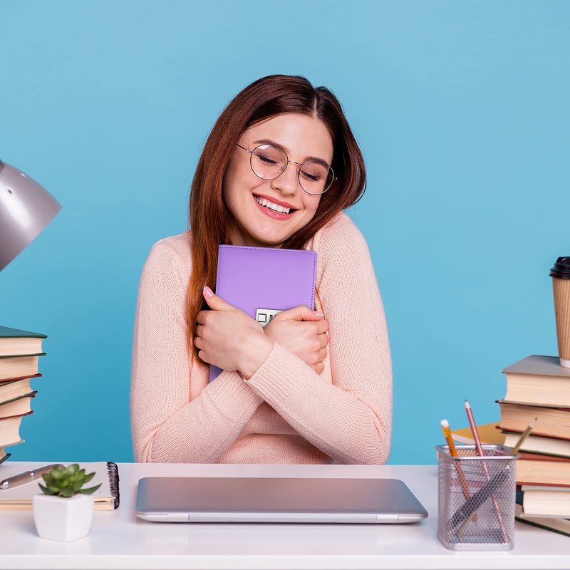 Diary with Lock for Women, B6 Leather Diary with Pen,