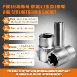 XHTT Mechanics Tools Kit,108-Piece 1/4"&1/2 Metric And Standard Socket Set,Ratchet Set,Quick Release Reversible Ratchet Wrench,Universal Joint,Extension Bars.