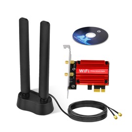Eightwood WLAN Card WiFi 6E Intel AX210 WLAN Network Card Bluetooth 5.3 WLAN PCI-E Card 5374 Mbps 6G/5G/2.4G Tri Band WiFi 6E Card with Wi-Fi 6E Antenna + CD for PC Windows 11/10 (64 Bit) Laptop