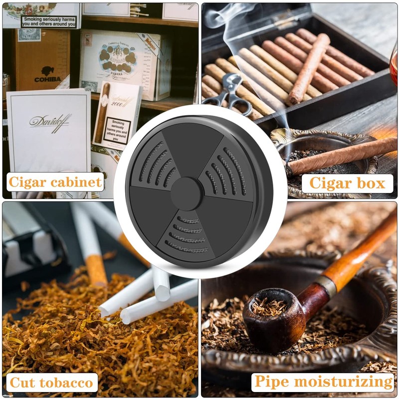 TISFA Cigar Humidifier, Adjustable Cigar humidor humidifiers, Black Round Humidor