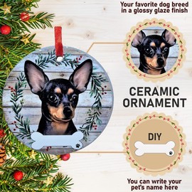 E&S Imports Black Chihuahua Ornament - DIY Personalizable - Dog Gifts - Ceramic Round Ornament with Glazed Finish - X-mas Decoration - Christmas Ornaments Craft Gifts - Ornaments for Pet Lovers