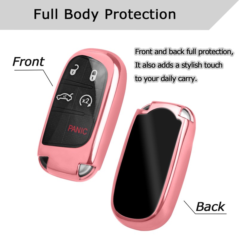 QBUC for Jeep Key Fob Cover with Keychain Soft TPU