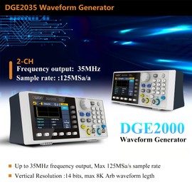 OWON DGE2035 Arbitary Function Generator Dual Channel 35MHz Frequency Output 125MSa/s Sample Rate with 3.6inch TFT LCD(35MHz/2CH)