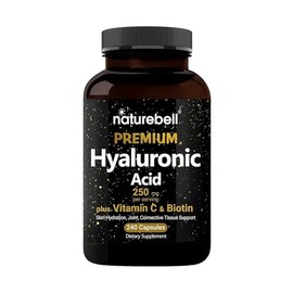 NatureBell Hyaluronic Acid 250mg - 240 Capsules - 250mg Hyaluronic Acid for Skin* - 5000mcg Biotin for Hair Growth* - 25 mg Vitamin C - Supports Bone, Eye & Joint Health*