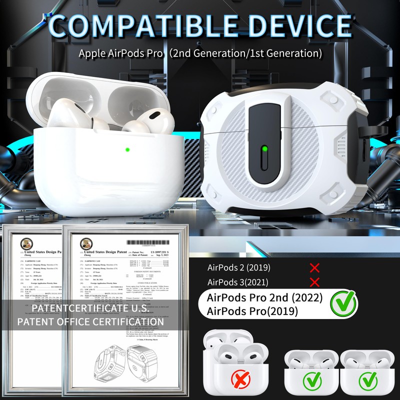 RFUNGUANGO for AirPods Pro 2nd Generation Case Cover with Cleaner