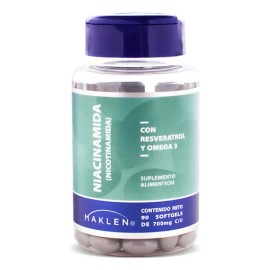 Niacinamida + Resveratrol Y Omega 3 | 90 Cápsulas | Maklen Sin Sabor