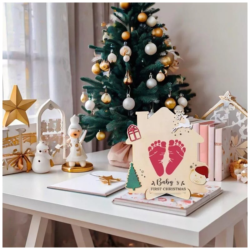 Lawrence Frames Baby First Christmas Gift DIY Wooden Footprint Frame