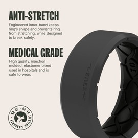 Groove Life Zeus Edge Deep Stone Silicone Ring Breathable Rubber Wedding Rings for Men, Lifetime Coverage, Unique Design, Comfort Fit Ring - Size 13