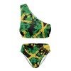 Hresuewn Jamaican Flag One Shoulder Swimsuits for Women Two Piece