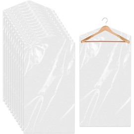 20 Pack Plastic Clothes Covers, 60*100cm/60*140cm Dry Cleaning Bags, Clear Clothes Bags Hanging, Garment Bags, Dust-proof Garment Protector Covers for Clothes Shirt Suit Jacket Sweater (60 × 100cm)