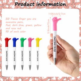 You're Awesome Gifts Thumbs up Pens Motivational Quote Pens Fun Thank You Gift Pen Back to School Gift Graduation Colleagues Coworker Employee Retirement Appreciation Gift (50 Pcs)