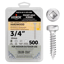 ARMOR TOOL Pocket Hole Screws - 3/4" Fine Thread Screws 500 Piece with Gray Color Coat & Square Drive - AP-F-075-500