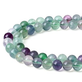 LAIDANLA Colorful Fluorite 6mm Natural Stone Beads Round Loose Gemstone Stone Beads for DIY Bracelet Necklace Earrings Jewelry Making Polishing Genuine Real Stone Beading Crystal 96PCS 2 Strand 32"