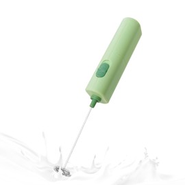 ELMWAY Powerful Electric Milk Frother, Battery Operated Drink Blender, Foam Maker Mixer, Milk Frother Handled for Coffee, Latte, Matcha, Protein Powder (Green)