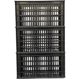 King's Rack 3 Pack Milk Crate 29 Quart 7 Gallon Heavy Duty Plastic Stackable Rectangular Dairy Storage Basket Size 18.5” x 12” x 9.5” Tall