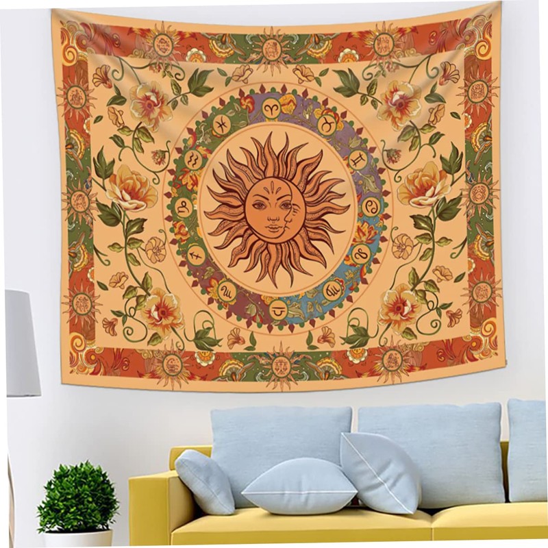 Ciieeo Bohemian Sun Moon Tapestry Artistic Wall Hanging for Home