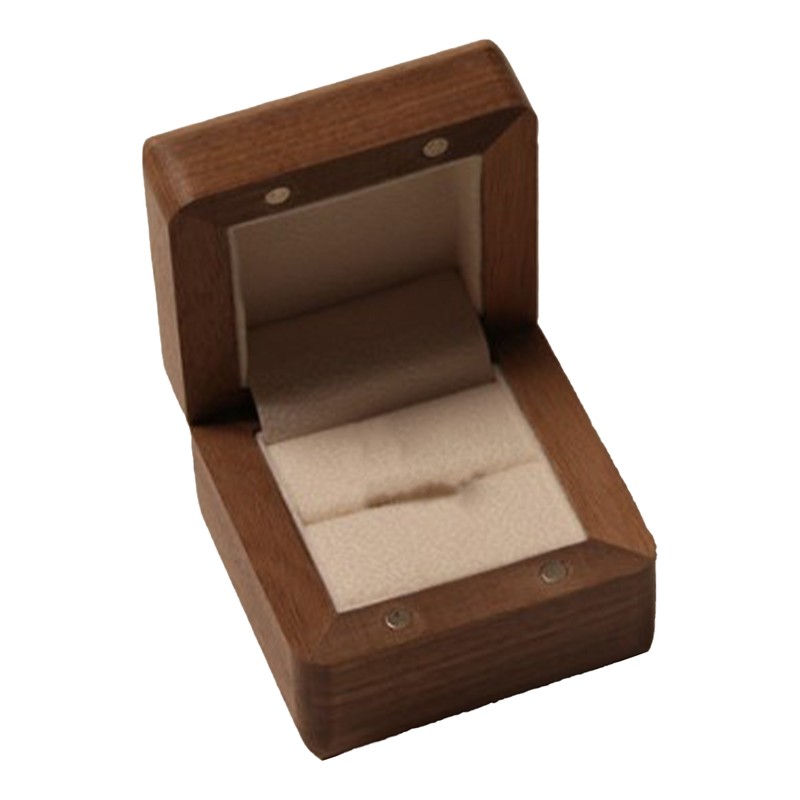 Wooden Ring Box Retro Elegant Square Engagement Ring Box with
