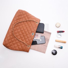 S-JACOL Medium Chain Shoulder Bag for Women, Double Strap Handbags Tote Purse (Black)