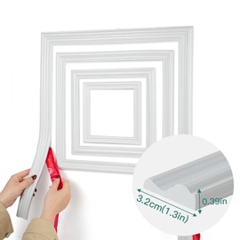 YEFANXI Peel and Stick Panels Molding Trim, Flexible Chair Rail Classic Wall Trim, Self-Adhesive Wall Paneling Strip for Home Decoration(White 10ft*1.3in)