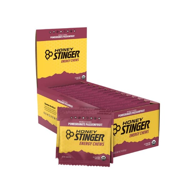 Honey Stinger, Chew Energy Pomegranate Passion Fruit Box 12 Count Organic, 21.6 Ounce