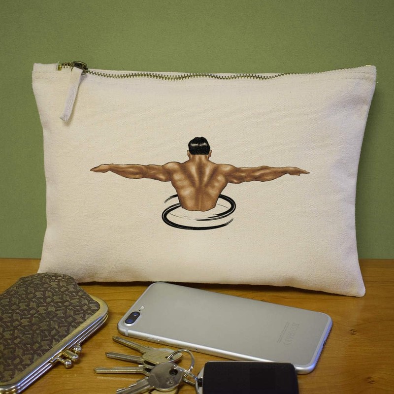 'Muscle Man' Canvas Clutch Bag/Accessory Case (CL00036324)