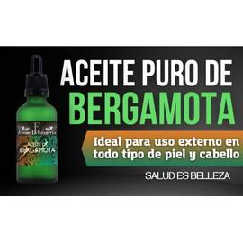 Aceite de Bergamota Puro Tratamiento para piel y cabello. Orgánico auxiliar natural en el crecimiento de barba y cabello. 50 ml