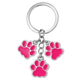 Dog Keychain with Pet Paw Print – Cute Animal Key Chains for Men Women Dog Lover, Anniversary, Decoration-Light Pink