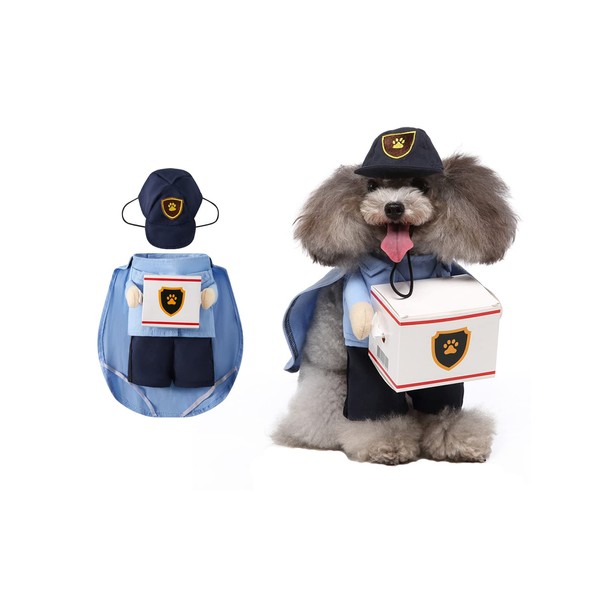Dog Cat Cute Mail Carrier Costume (Blue,Small)