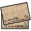 2 Pieces Coffee Bar Mat Burlap Funny Coffee Quote Coffee