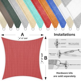 INFRANGE Rectangle Sun Shade Sails Canopy with Hardware Kits 195GSM Red 5' x 13' Water and Air Permeable & UV Resistant, Heavy Duty, for Patio Outdoor Activities Customized