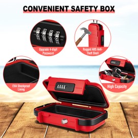 BKNOOU Travel Safe Portable Beach Safe Box Small Combination Safe Anti-Theft Lock Box Safe Waterproof Mini Security Case with Removable Wire Rope Security Box for Home,Office,Hotel,Cars,Travel