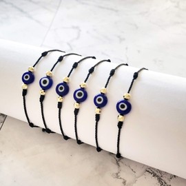 Evil Eye Bracelets for Women Men Dainty Evil Eye Charm Bracelet Turkish Blue Eye Beaded Bracelets String Bracelet Summer Bracelets Jewelry Gifts