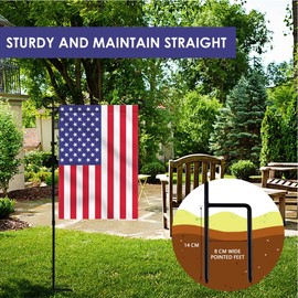 ESTTOP Garden Flag Stand, Thickened Pole Sturdy Straight Premium Metal Yard Flag Holder Weather-Proof Flagpole Seasonal Garden Flag, Christmas Garden Flag, Outdoor Decor Decoration