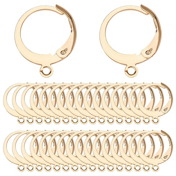 SUNNYCLUE 1 Box 80Pcs Leverback Earring Hooks Real 18K Gold