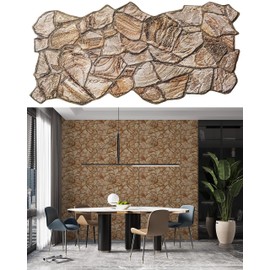 Dundee Deco 3D Wall Panels - Brown Faux Stone PVC Wall Paneling for Interior Wall Decor, Living room, Kitchen, Bathroom, Bedroom, SAMPLE 9" x 9"