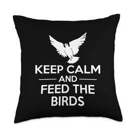 Keep Calm And Feed The Birds Pigeon Doves Throw Pillow