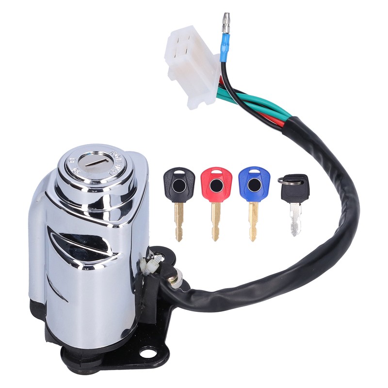 Motorcycle Ignition Switch Lock with 3 Colors Keys Fit for