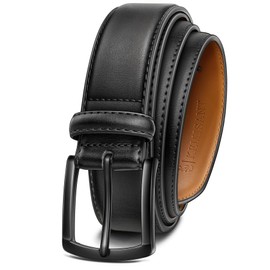 KEMISANT Men Belt-Genuine Leather Belt for Men Dress Casual Golf Jeans 1 3/8"(Black,34"-36" Waist Adjustable)