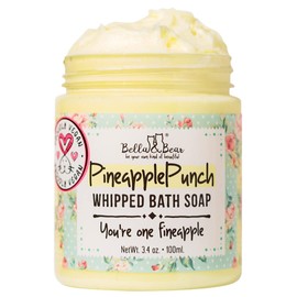 Bella and Bear Bella & Bear Pineapple Whipped Soap - Paraben Free - Cruelty-Free Vegan Body Wash And Shave Cream, (3.4 oz)