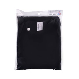 Betty Dain Classic Barber Jacket, Barber Design, Band Collar, Shoulder Snaps, Single Chest Pocket, Concealed Side Zipper Closure, Soft Cotton/Polyester Blend, Machine Washable, Black, Medium/Large