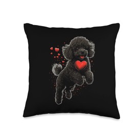 Poodle lover apparel for Toy Poodle owner Toy Love Heart for Valentines Day on Poodle Lover Throw Pillow, 16x16, Multicolor