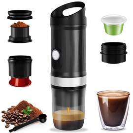 Portable Coffee Maker, Travel Coffee Maker with 3-4 Min Self-Heating, 20 Bar 9600mAh Durability Mini Espresso Maker Compatible with NS Capsule & Ground Coffee for Camping, Travel, RV, Hiking, Office