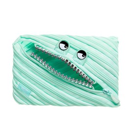 ZIPIT Grillz Boys Jumbo Pencil Case for Boys - Pencil Case for up to 60 Pencils, Machine Washable - Made from a Single Long Zip (Mint)