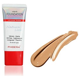 AQUAPURITY PHOERA Full Coverage Foundation New Formula Waterproof Long Lasting Oil Free Velvet Matte Liquid Foundation for Oily Skin Flawless Makeup Base Cream Concealer (105 Sand…)