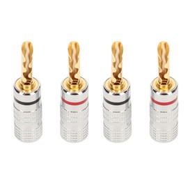 2 Pairs BFA Banana Plug 4mm Gold Plated Brass Serrated Speaker Plug Connectors for Amplifiers